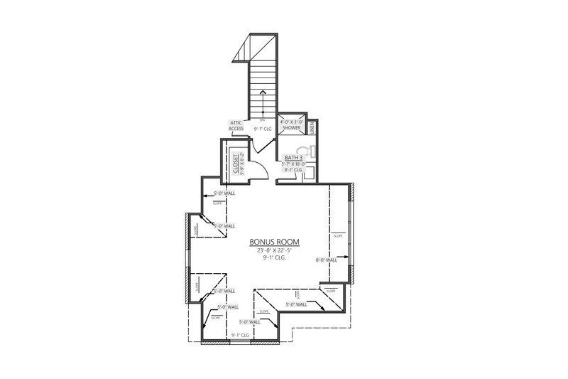 House Blueprint - Floor Plan - Upper Floor for European House Plan #1094-24 - 3 bed, 2.5 bath