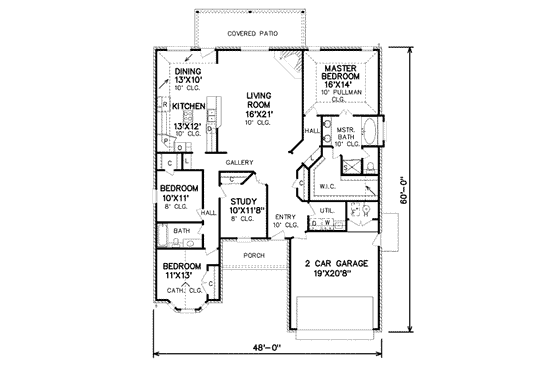 Floor Plan - Main Floor for Traditional House Plan #65-364 - 3 bed, 2 bath