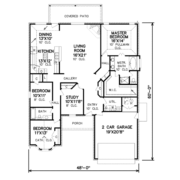 Traditional Style House Plan - 3 Beds 2 Baths 2083 Sq/Ft Plan #65-364 ...