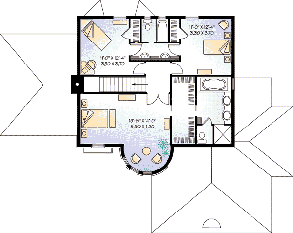 European Floor Plan - Upper Floor Plan #23-405