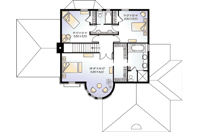 Home Plan - Floor Plan - Upper Floor for European House Plan #23-405 - 3 bed, 2.5 bath