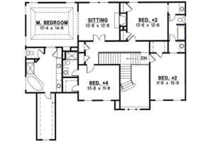 Floor Plan - Upper Floor for Colonial House Plan #67-583 - 4 bed, 3.5 bath