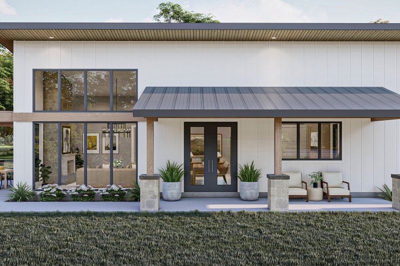 House Design - Exterior - Covered Porch for Barndominium House Plan #455-251 - 4 bed, 2 bath