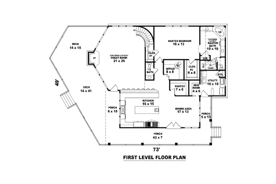 Floor Plan - Main Floor for Traditional House Plan #81-13759 - 3 bed, 2.5 bath