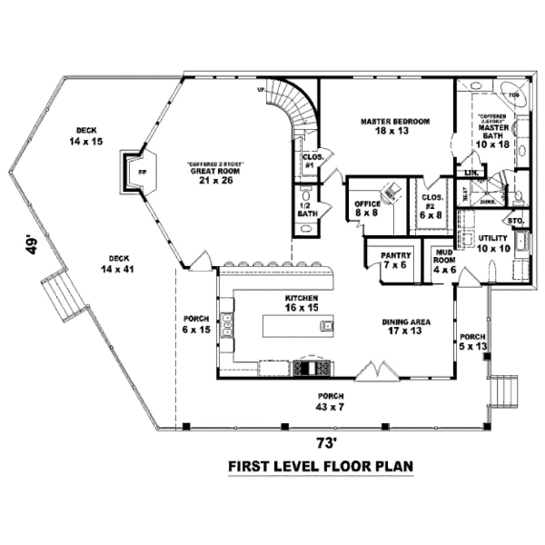 Traditional Floor Plan - Main Floor Plan #81-13759