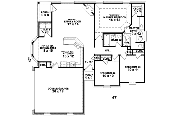 Floor Plan - Main Floor for Traditional House Plan #81-721 - 3 bed, 2 bath