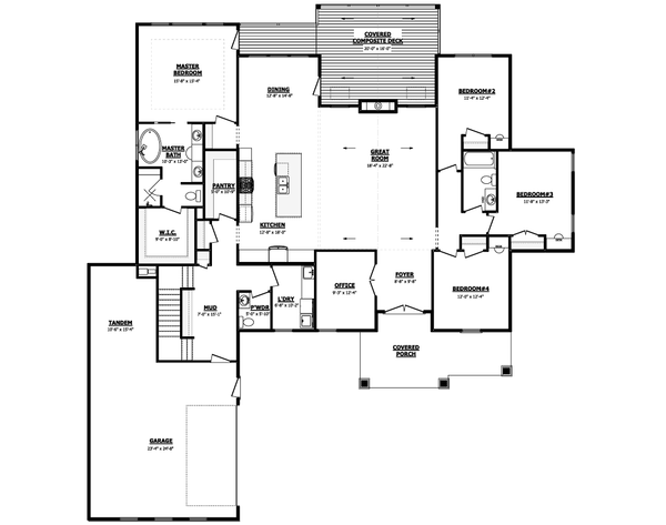 Craftsman Floor Plan - Main Floor Plan #1089-2