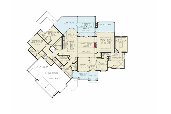 Floor Plan - Main Floor for Cottage House Plan #54-692 - 3 bed, 3.5 bath