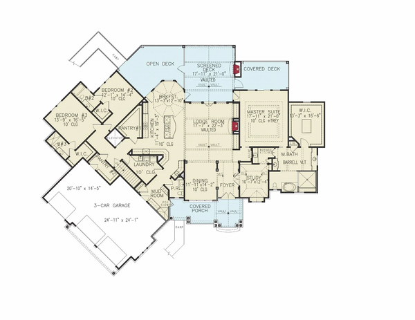 House Design - Floor Plan - Main Floor for Cottage House Plan #54-692 - 3 bed, 3.5 bath