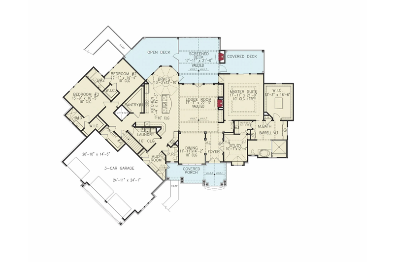 House Design - Floor Plan - Main Floor for Cottage House Plan #54-692 - 3 bed, 3.5 bath