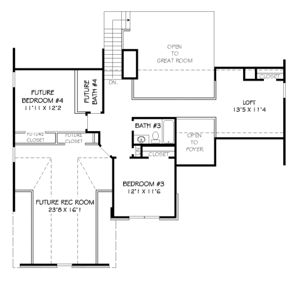 Traditional Floor Plan - Upper Floor Plan #424-150