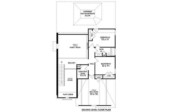 Floor Plan - Upper Floor for European House Plan #81-13793 - 3 bed, 2.5 bath