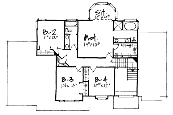 Floor Plan - Upper Floor for Traditional House Plan #308-226 - 4 bed, 2.5 bath
