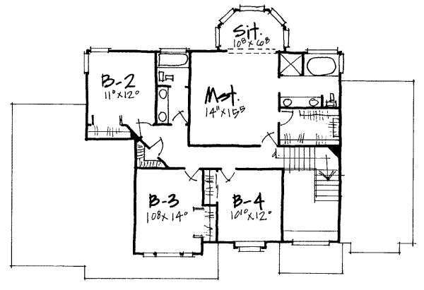 Traditional Floor Plan - Upper Floor Plan #308-226