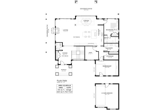 Floor Plan - Main Floor for Farmhouse House Plan #1101-2 - 5 bed, 5.5 bath