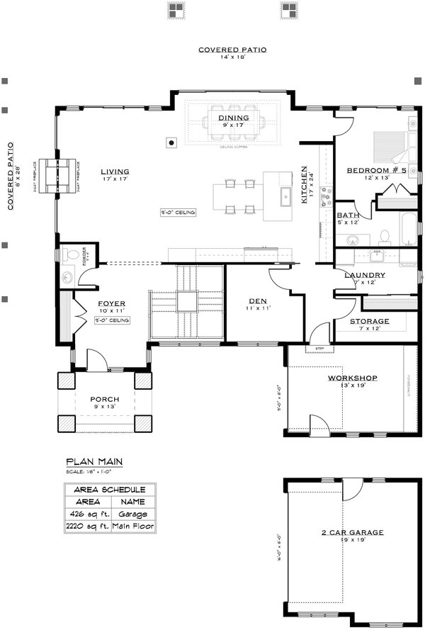 Farmhouse Floor Plan - Main Floor Plan #1101-2