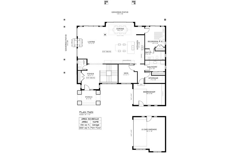 House Plan Design - Floor Plan - Main Floor for Farmhouse House Plan #1101-2 - 5 bed, 5.5 bath