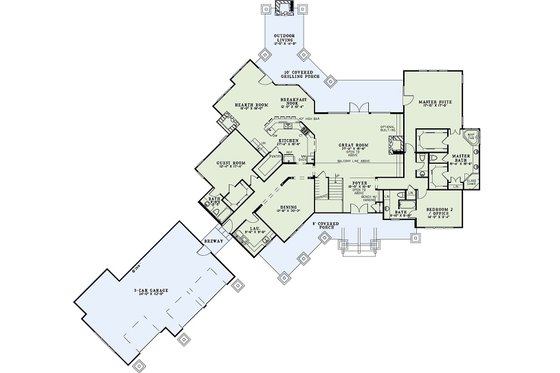 Floor Plan - Main Floor for Craftsman House Plan #17-2444 - 5 bed, 5.5 bath