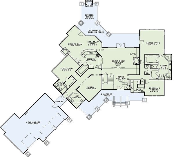 House Design - Craftsman Floor Plan - Main Floor Plan #17-2444