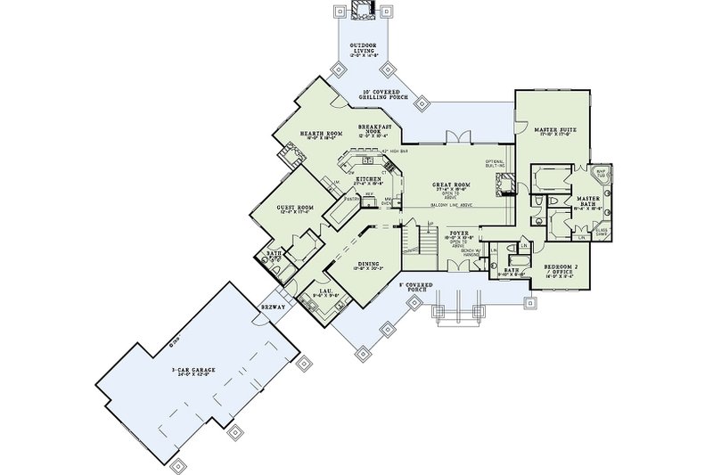 Home Plan - Floor Plan - Main Floor for Craftsman House Plan #17-2444 - 5 bed, 5.5 bath