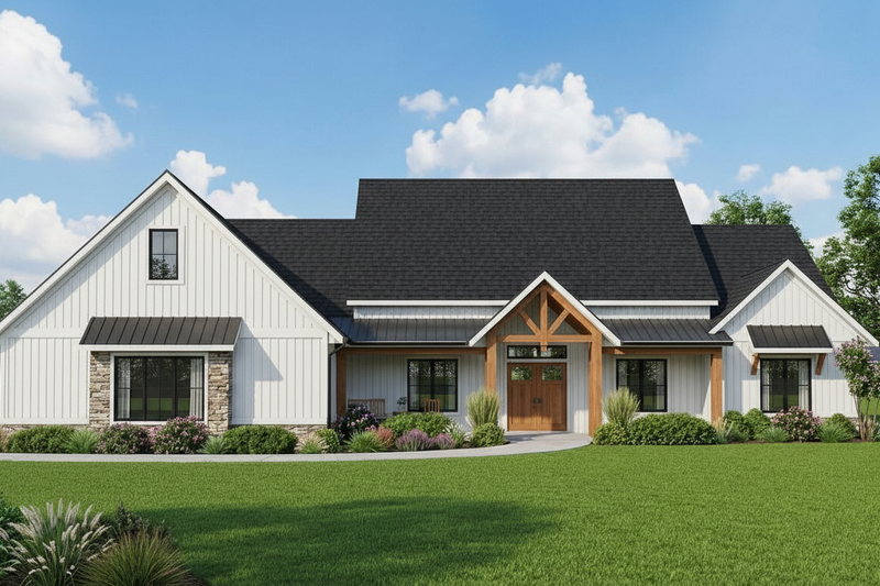 Exterior - Front Elevation 2 for Farmhouse House Plan #1064-141 - 4 bed, 2.5 bath