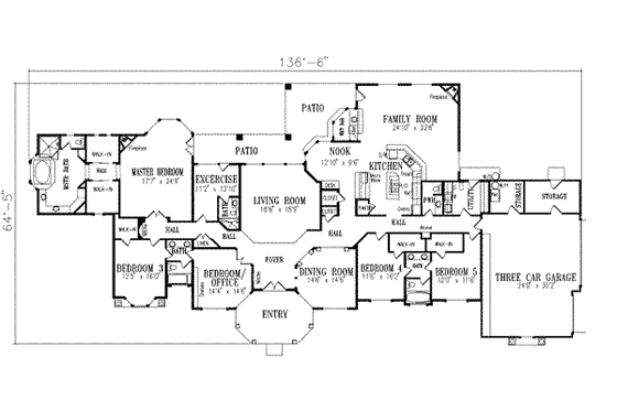 Floor Plan - Main Floor for Mediterranean House Plan #1-913 - 5 bed, 5 bath