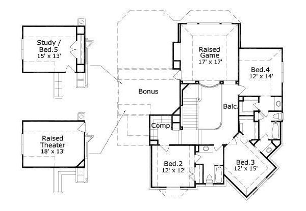 Traditional Floor Plan - Upper Floor Plan #411-436