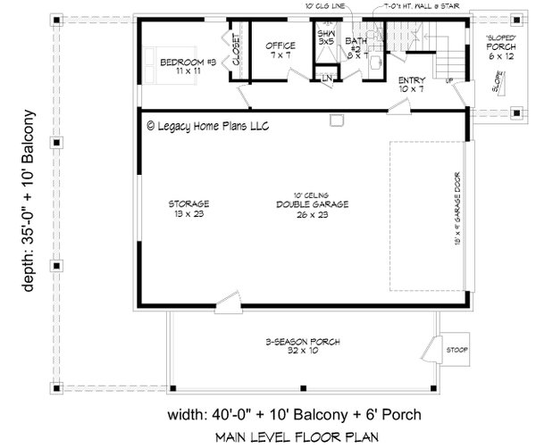 House Blueprint - Southern Floor Plan - Main Floor Plan #932-854