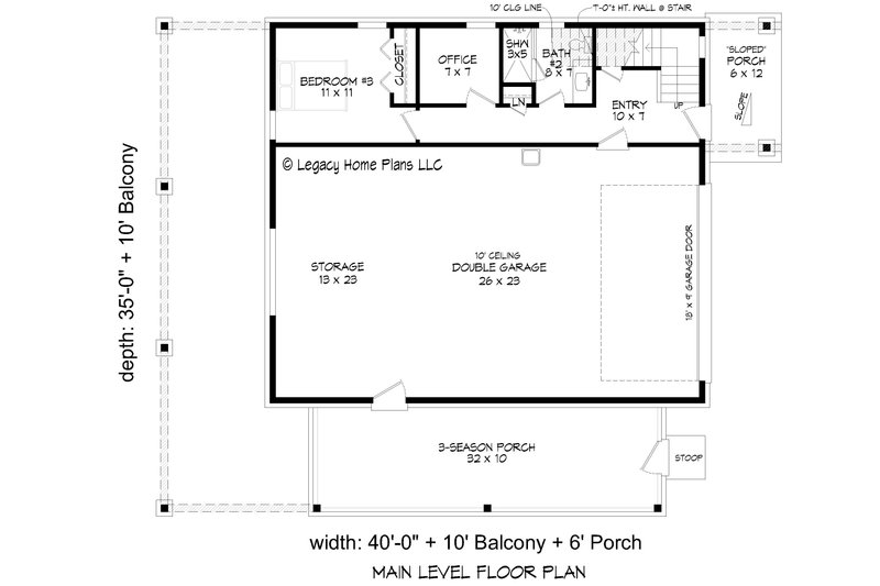 Architectural House Design - Floor Plan - Main Floor for Southern House Plan #932-854 - 3 bed, 2.5 bath