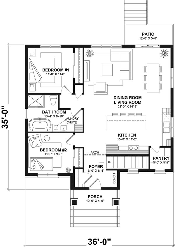 House Blueprint - European Floor Plan - Main Floor Plan #23-2856