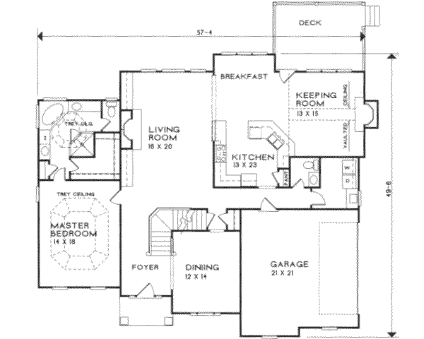 Home Plan - Traditional Floor Plan - Main Floor Plan #129-102