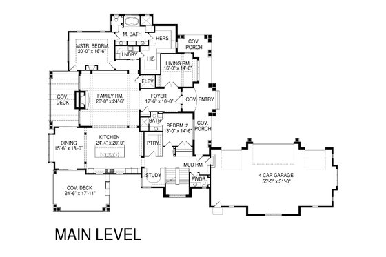 Floor Plan - Main Floor for Craftsman House Plan #920-42 - 6 bed, 7 bath