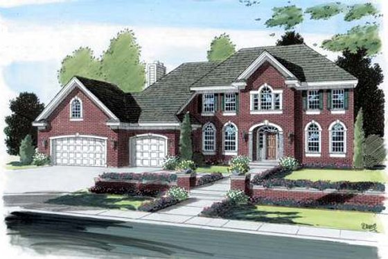 Exterior - Front Elevation for European House Plan #312-628 - 4 bed, 2.5 bath