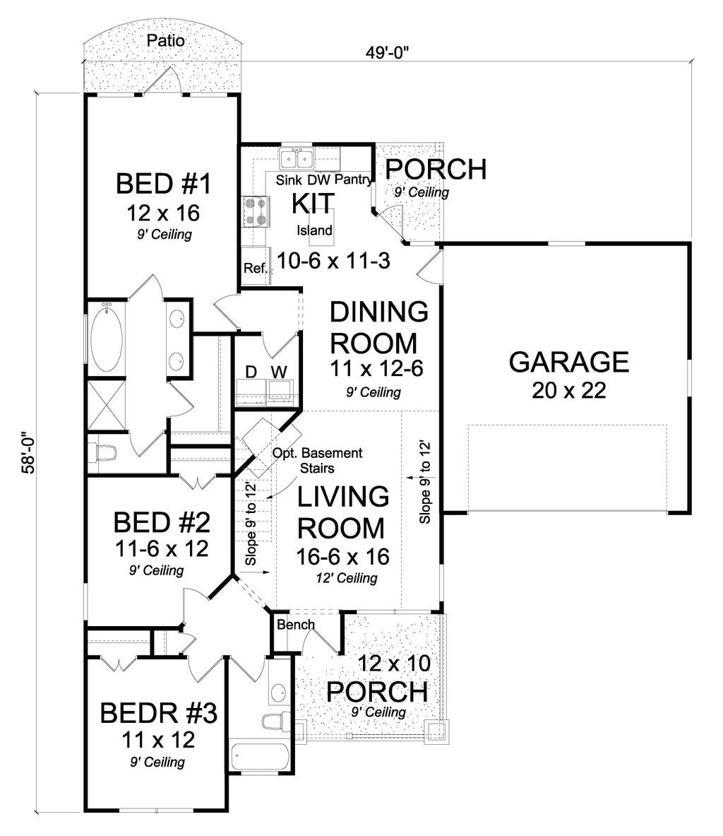 House Plan 3 Beds 2 Baths 1381 Sq Ft Plan 513 2073 House Plan 3 Beds 2 Baths 1381 Sq Ft Plan 513 2073