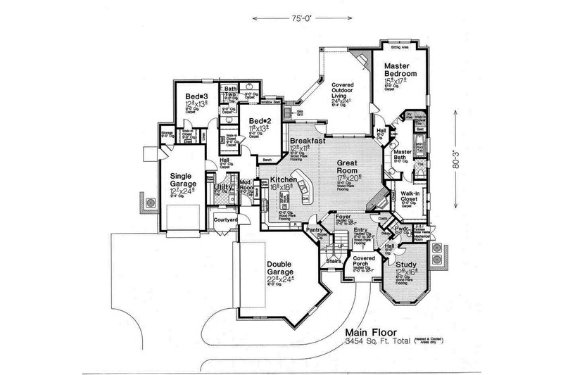 Dream House Plan - Floor Plan - Main Floor for European House Plan #310-1293 - 3 bed, 3.5 bath
