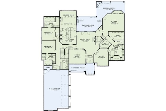 Floor Plan - Main Floor for European House Plan #17-2476 - 3 bed, 4.5 bath