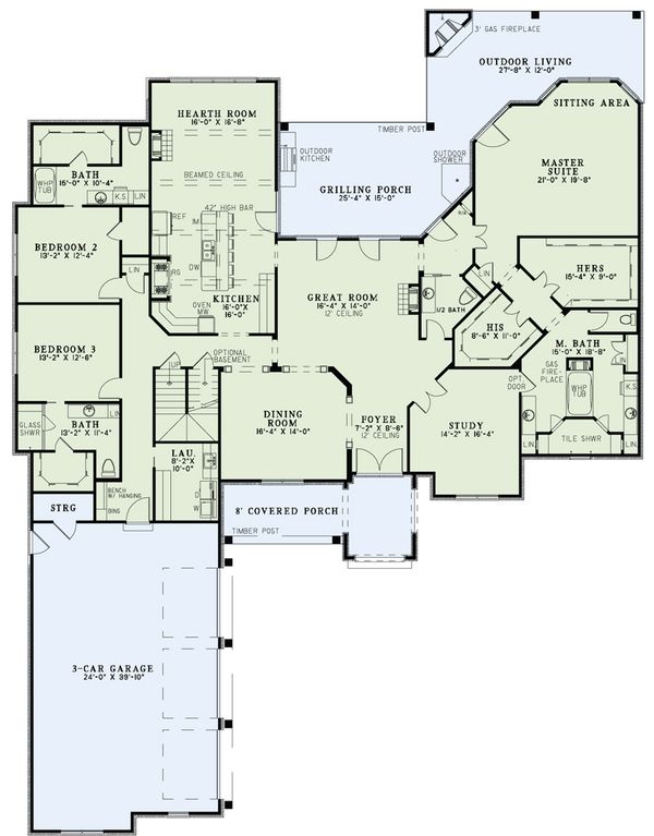 House Blueprint - European Floor Plan - Main Floor Plan #17-2476