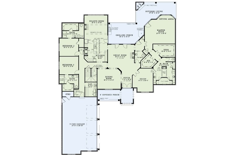 House Plan Design - Floor Plan - Main Floor for European House Plan #17-2476 - 3 bed, 4.5 bath