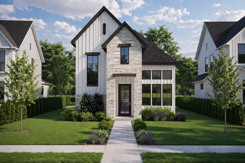 House Blueprint - Exterior - Front Elevation 3 for Contemporary House Plan #1119-10 - 4 bed, 3 bath