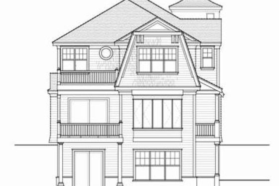 Exterior - Rear Elevation for Beach House Plan #103-206 - 4 bed, 4.5 bath
