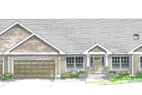 Exterior - Front Elevation for Craftsman House Plan #53-355 - 4 bed, 2 bath