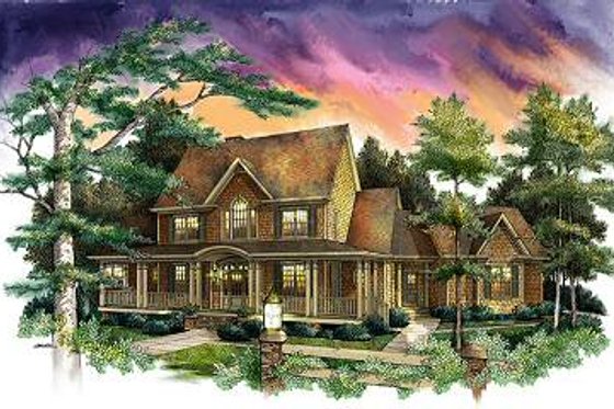 Exterior - Front Elevation for Country House Plan #71-122 - 4 bed, 3.5 bath