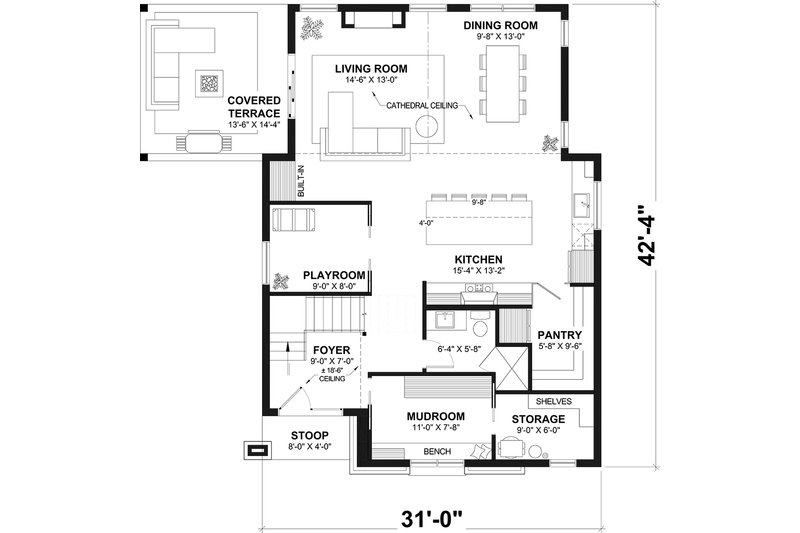 Architectural House Design - Floor Plan - Main Floor for Modern House Plan #23-2865 - 3 bed, 1.5 bath