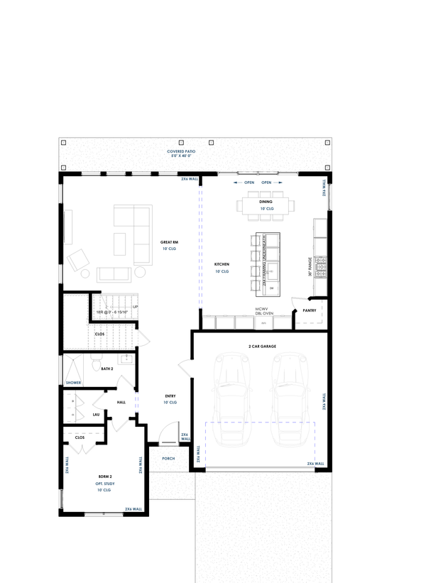 Home Plan - Floor Plan - Main Floor for Modern House Plan #1129-23 - 4 bed, 3 bath