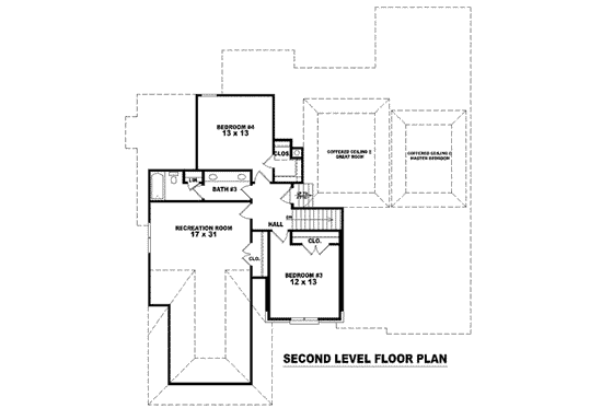 Floor Plan - Upper Floor for European House Plan #81-1166 - 4 bed, 3.5 bath