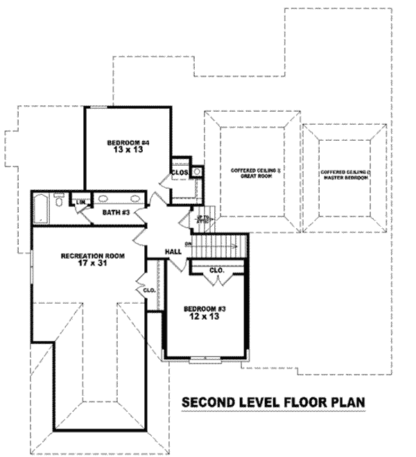 Floor Plan - Upper Floor for European House Plan #81-1166 - 4 bed, 3.5 bath