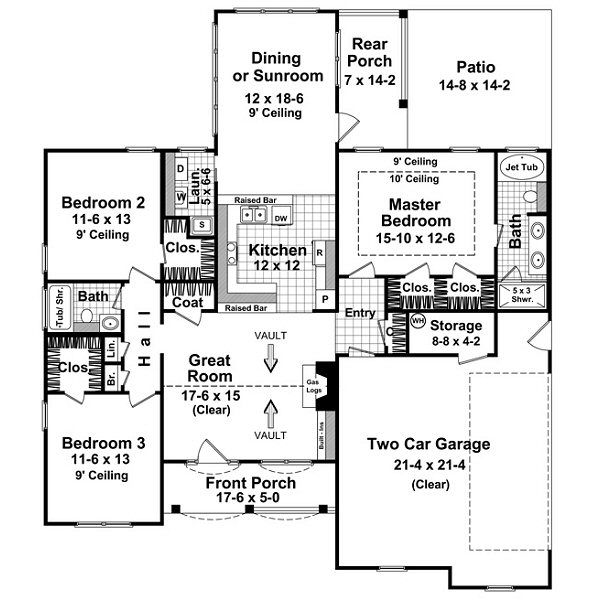 Home Plan - Southern Floor Plan - Main Floor Plan #21-203