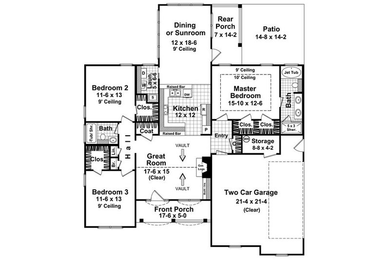 Dream House Plan - Floor Plan - Main Floor for Southern House Plan #21-203 - 3 bed, 2 bath