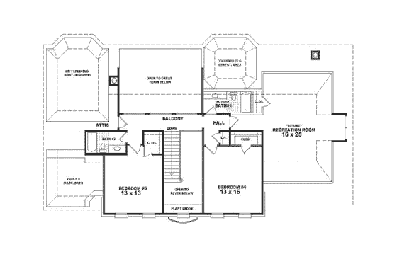 Floor Plan - Upper Floor for Traditional House Plan #81-352 - 4 bed, 4 bath
