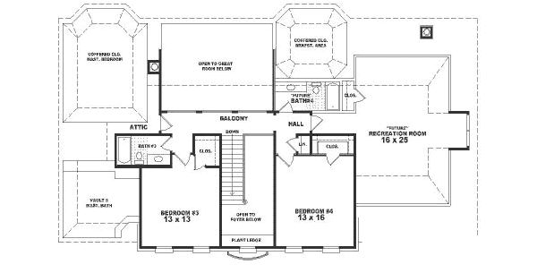 Traditional Floor Plan - Upper Floor Plan #81-352